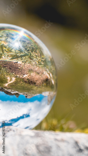 Smartphone HD wallpaper of crystal ball alpine landscape shot at Maurach - Achensee - Tyrol - Austria