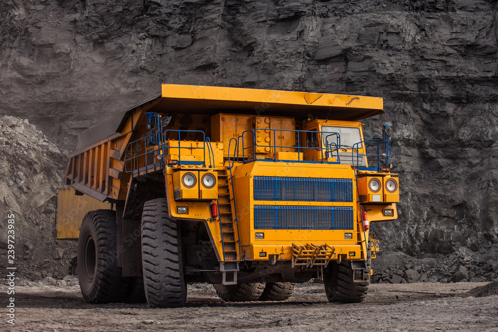 big dump truck at work coal mine