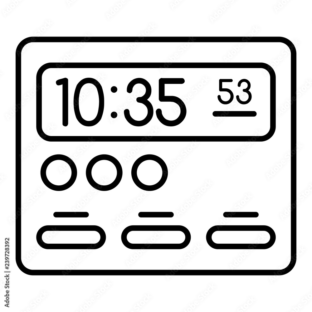 Room digital clock icon. Outline room digital clock vector icon for web design isolated on white background Room digital clock icon. Outline room digital clock vector icon for web design isolated on white background