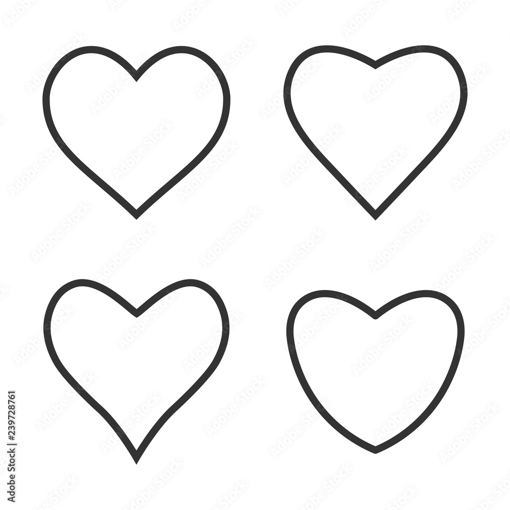Heart icon love symbol set. Vector illustration, flat design.