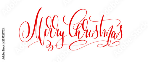 merry christmas - red hand lettering inscription to winter holid