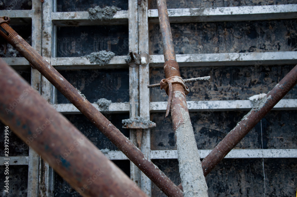 Reinforced concrete work at the construction site