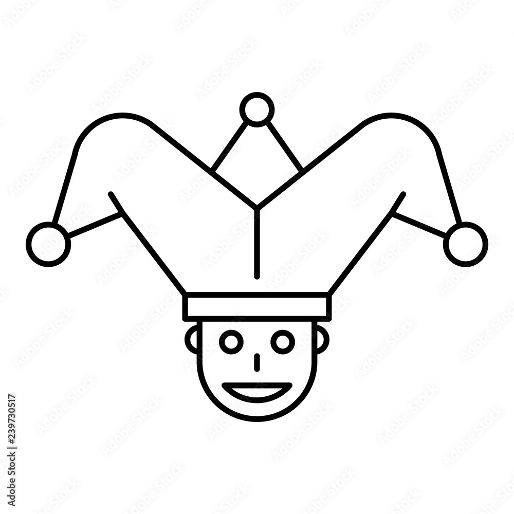 Jester face icon. Outline jester face vector icon for web design isolated on white background Jester face icon. Outline jester face vector icon for web design isolated on white background