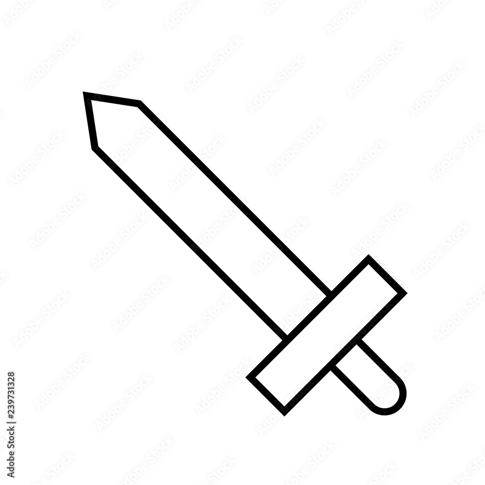 Icon Outline Sword isolated on white background. Weapon Icon. Vector illustration for your design, game, card, web. Icon Outline Sword isolated on white background. Weapon Icon. Vector illustration for your design, game, card, web.