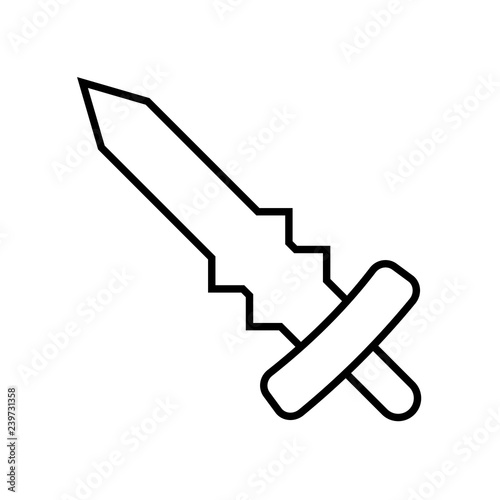 Icon Outline Sword isolated on white background. Weapon Icon. Vector illustration for your design, game, card, web.