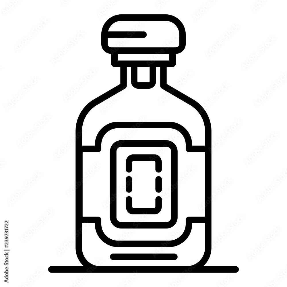 Whiskey bottle icon. Outline whiskey bottle vector icon for web design isolated on white background Whiskey bottle icon. Outline whiskey bottle vector icon for web design isolated on white background