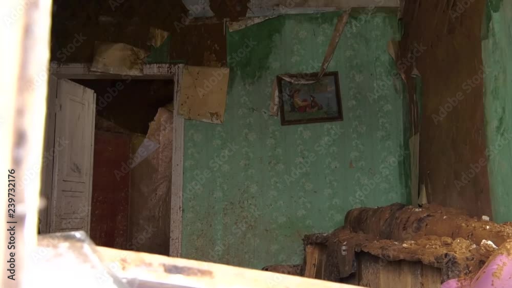 Room abandoned house after a fire. Wooden house after fire. Burnt old wooden building. Room abandoned house after a fire. Wooden house after fire. Burnt old wooden building.