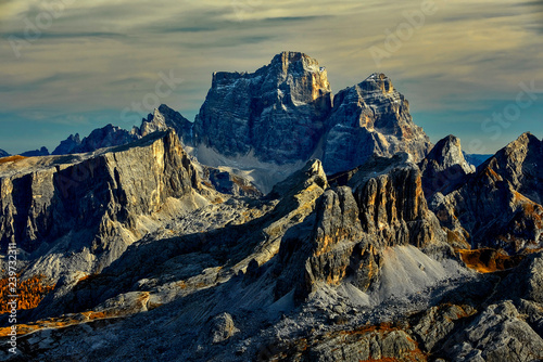 Passo Falzarego  Dolomites  Italy - view from the top of the Rifugio Lagazuoi