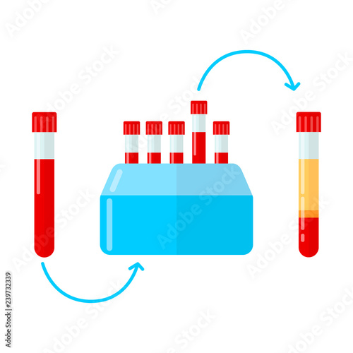 Centrifuge for making plasma in dentistry, dermatology and mesotherapy. Vector illustration in flat style