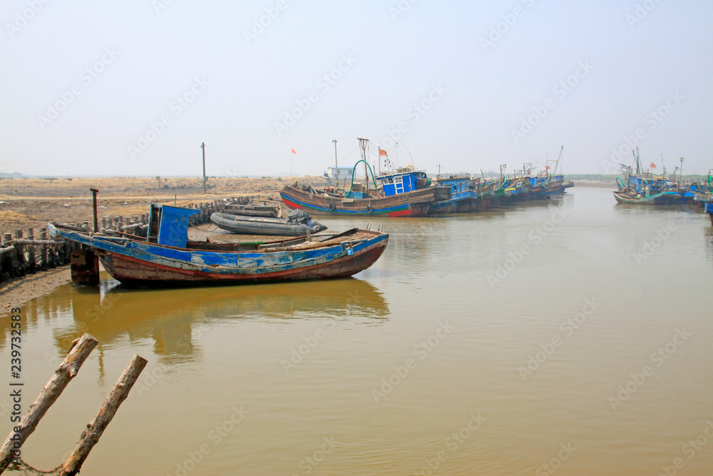 Wooden fishing boats on the shore