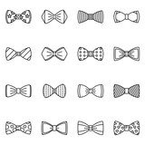 Bowtie icon set. Outline set of bowtie vector icons for web design isolated on white background