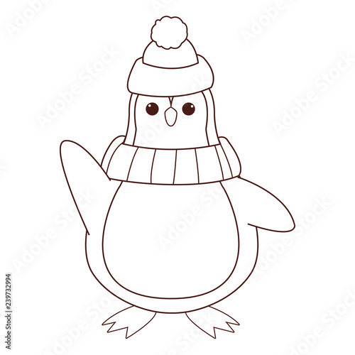 Penguin with hat and scarf cartoon