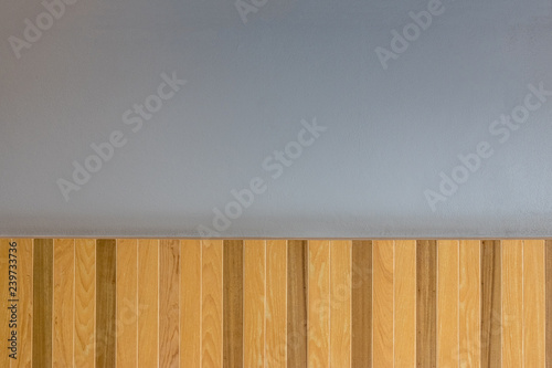 Texture of gray wall with decoration wooden board background