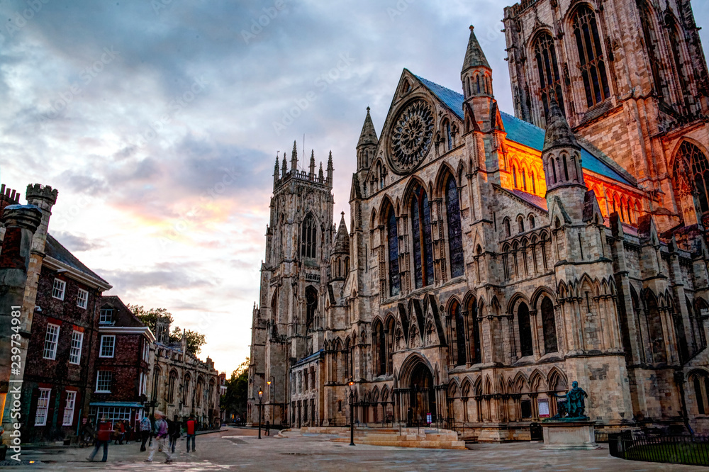 Fototapeta premium York Minster Cathedral at sunset. Yorkshire, Great Britain.