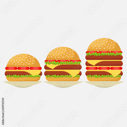 hamburgers set, a simple hamburger double and triple, a dining r