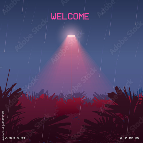 tropical jungle rain neon