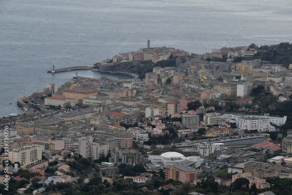 aerial view of bastia city 