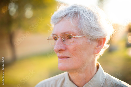 side profile of an elderly woman