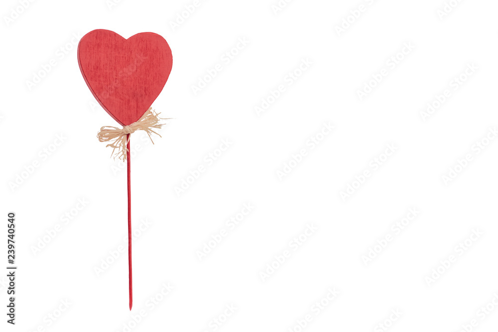 Festive red heart concept for wedding or Valentine's day on isolated white background. Copy space.