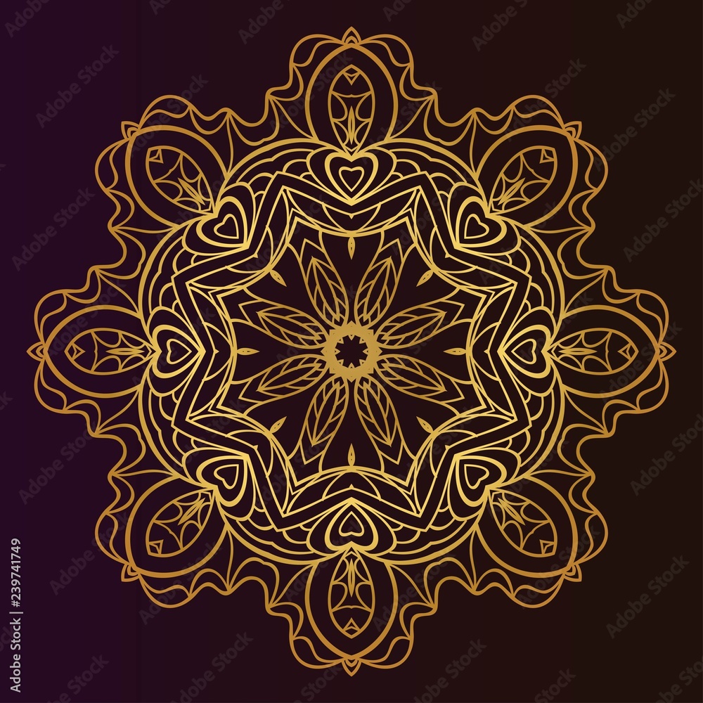 Ethnic ornamental mandala. Decorative design element. Vector illustration.