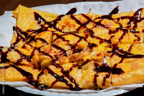 Roti with chocolate sauce