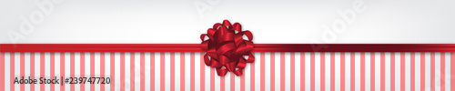 red rosette ribbon header for valentines or christmas