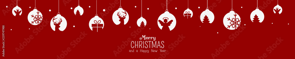 Naklejka premium Weihnachtsschmuck Banner Weihnachten Xmas Christbaumkugeln