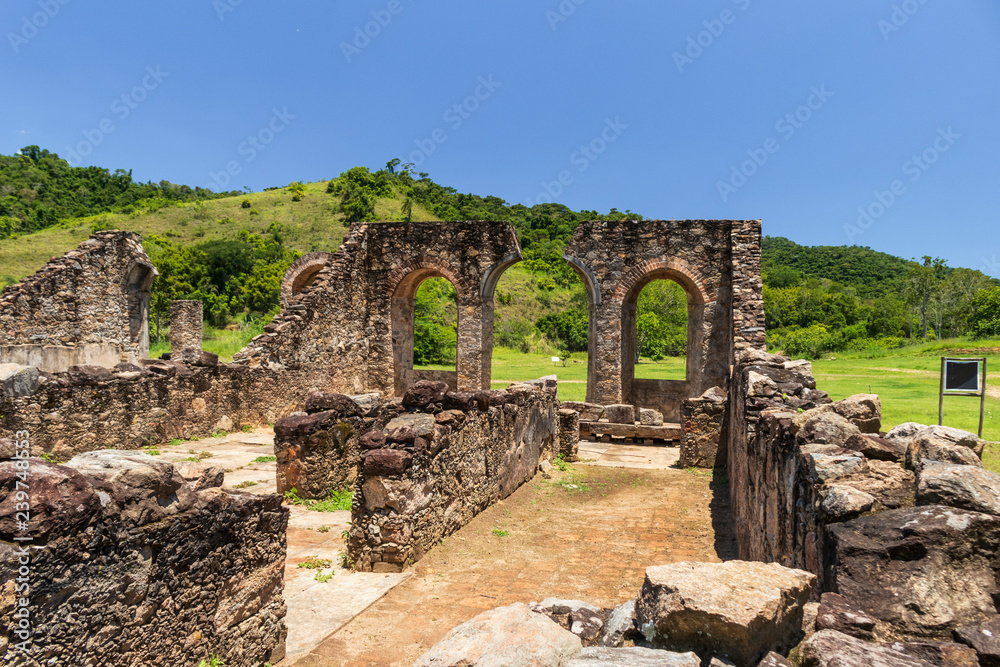 landscape with ruins and ancient city in rio de janeiro, brazil