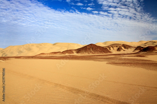 The desert in Paracas in Peru. Sun sea and sand