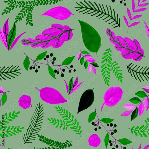 Creative seamless pattern with leaves