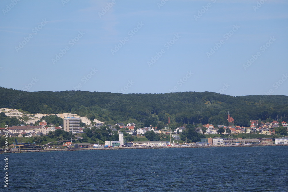 View from the ferry to Sassnitz at Island Rügen, Baltic Sea Germany