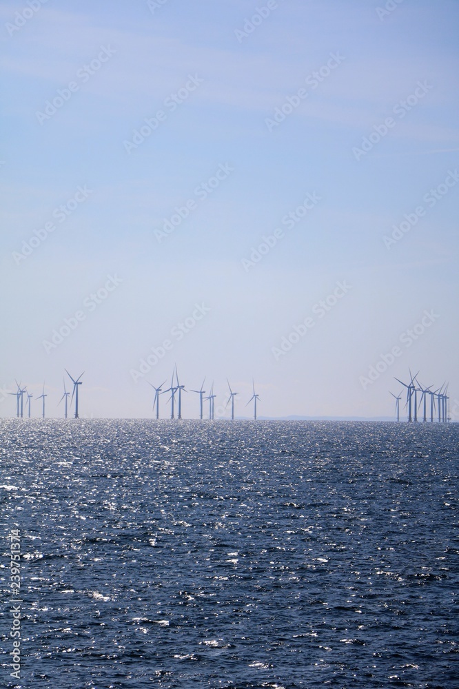 Windturbines in Baltic Sea between Germany and Sweden