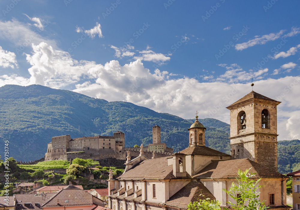 Landscape picture of Castelgrande over the city of Bellinzona