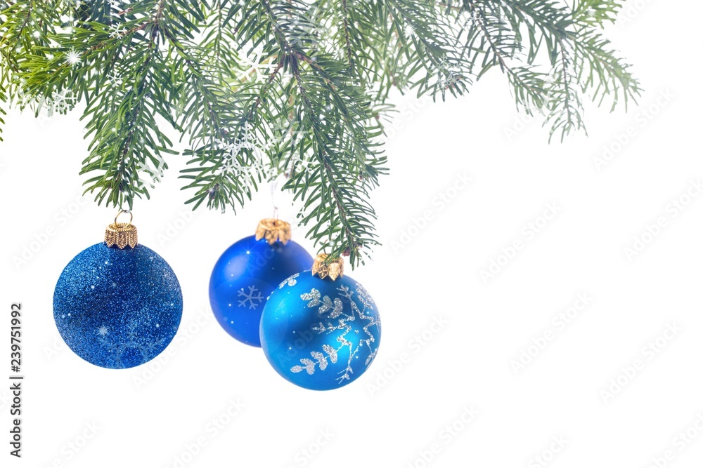 Blue shiny decorative Christmas balls on white background Blue shiny decorative Christmas balls on white background