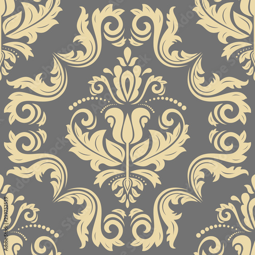 Classic seamless vector pattern. Damask orient ornament. Classic vintage background. Orient golden ornament for fabric, wallpaper and packaging