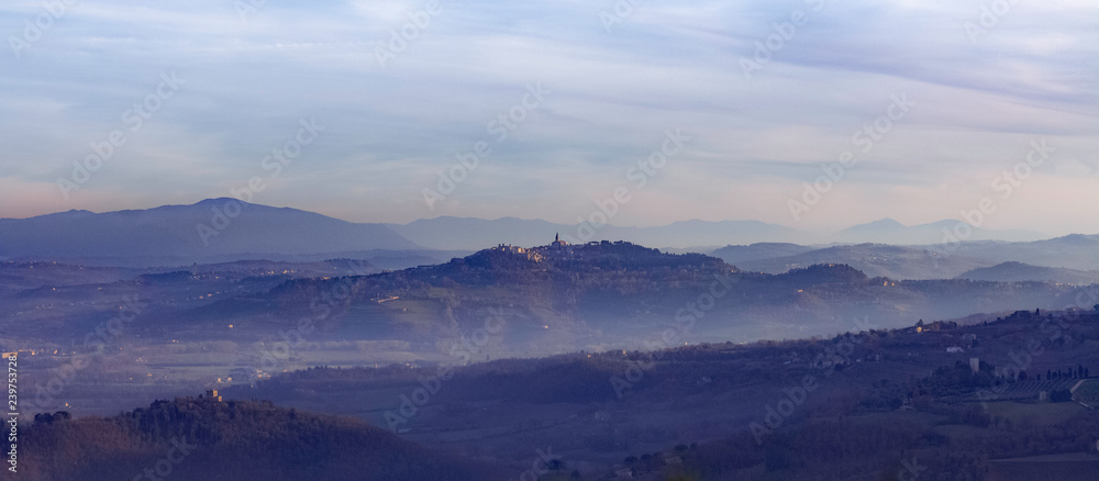 Panorama of Todi from Monte Castello di Vibio, Umbria, Italy