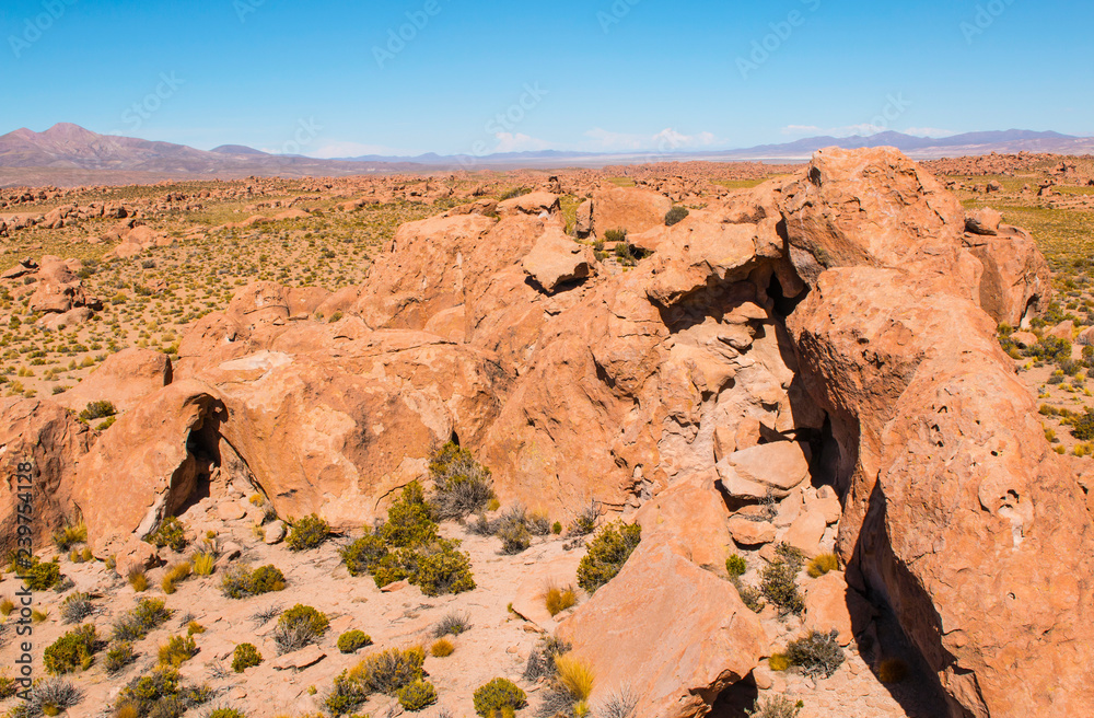 Valley Of The Rocks. Valle De Las Rocas in the Altiplano of Bolivia near  Uyuni salt flats. Stock Photo | Adobe Stock