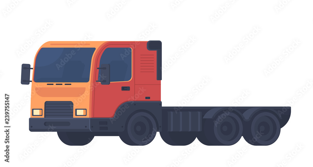 Lorry car. Heavy truck for transportation various objects. Vector flat style illustration isolated on white background.