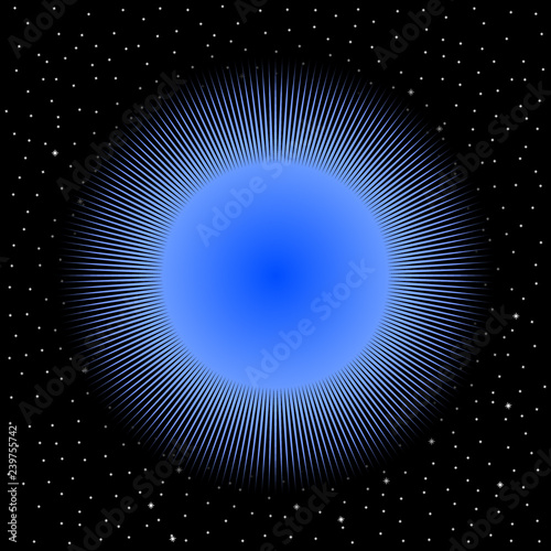 Star on cosmic background.