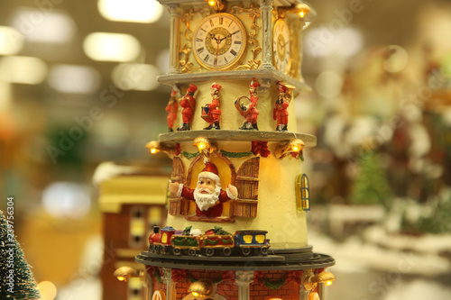 Christmas decoration with Santa Claus and clock
