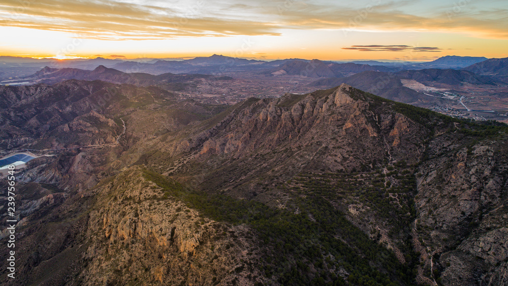 Obraz premium roks landscape with beautiful sky on sunset drone view 