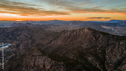 roks landscape with beautiful sky on sunset drone view 