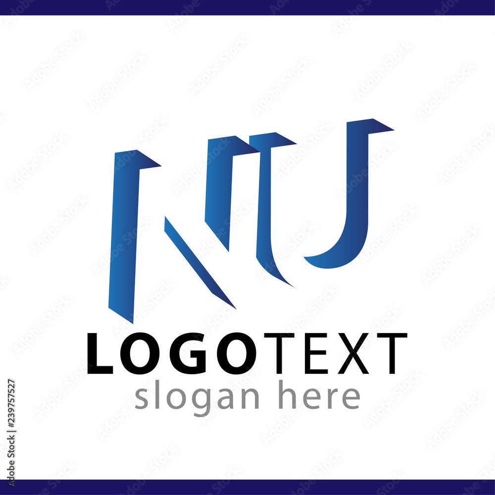 NU initial letter with negative space logo icon vector template NU initial letter with negative space logo icon vector template