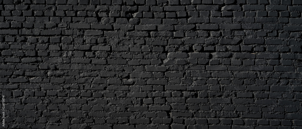 Black wall as background, texture of a black brick wall Black wall as background, texture of a black brick wall