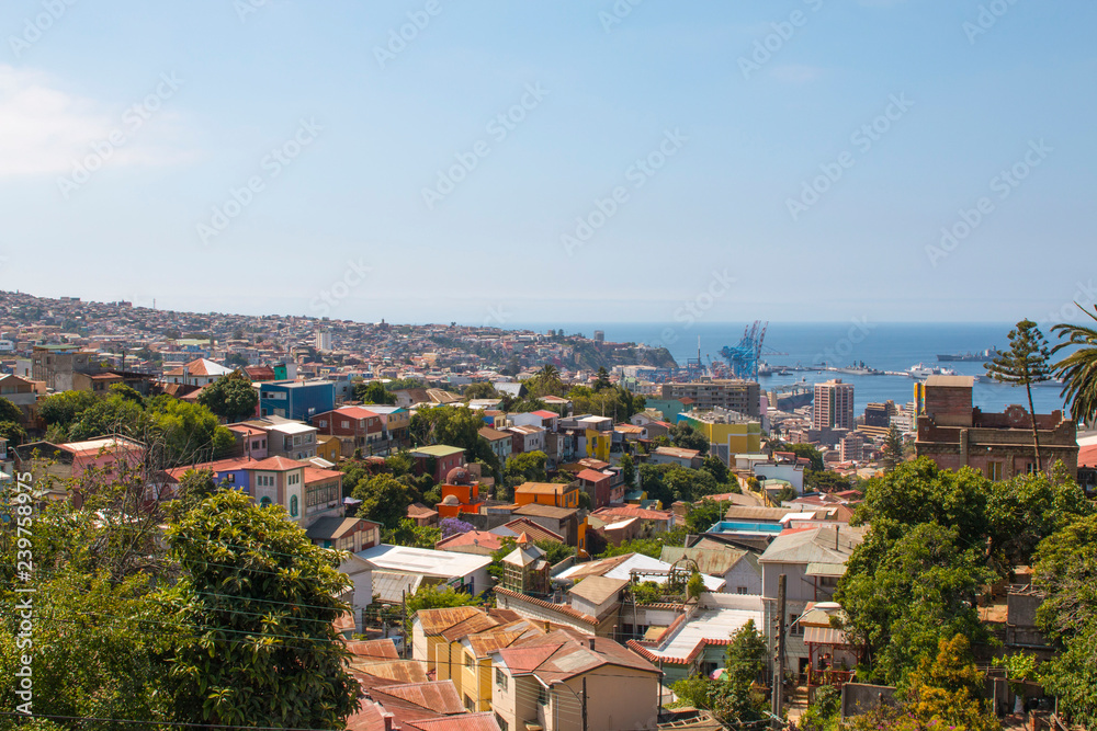 Panoramic view on the historic city of Valparaiso, Chile