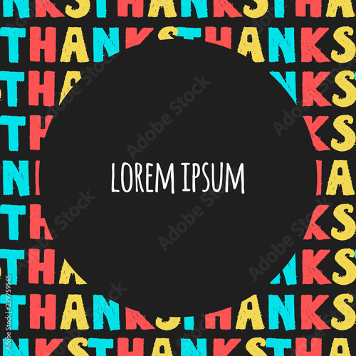 Vintage frame circle textual seamless pattern with word Thanks