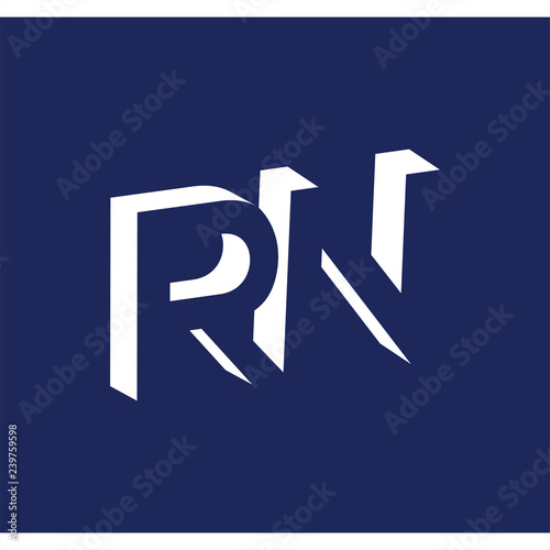 RN initial letter with negative space logo icon vector template
