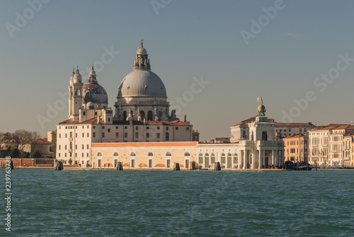 Beautiful sunny view of Venice. Venice landmark- Punta della Dogana at sunny day. Venice, Italy