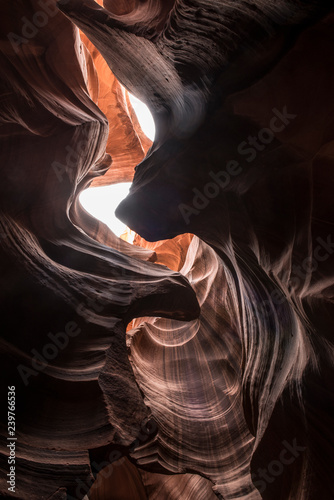 View of the eroded rocks of Antelope Canyon in Arizona, USA. Antelope Canyon is one of the most famous places in Arizona and is widely popular among the tourists.