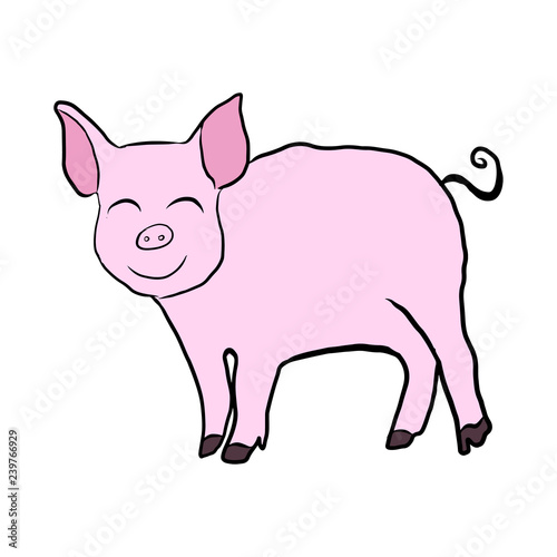 Pink pig 2019 year vector